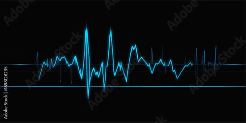 An electrocardiogram, or ECG, shows a green heartbeat pulse on a monitor, creating a cardiogram wave