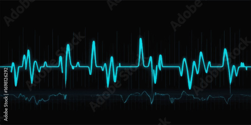 Medical chart showing a green EKG wave illustrating a regular heartbeat on a monitor