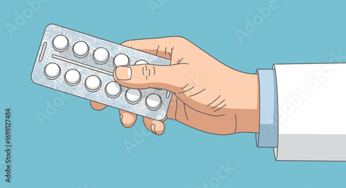 Doctor s Hand Holding Pills Healthcare Medicine Pharmacy Graphic