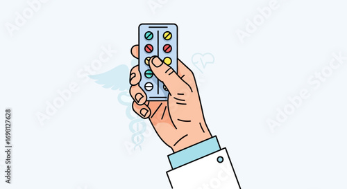 Doctor s Hand Holding Medication Blister Pack Healthcare Pharmacy Medical Treatment Concept