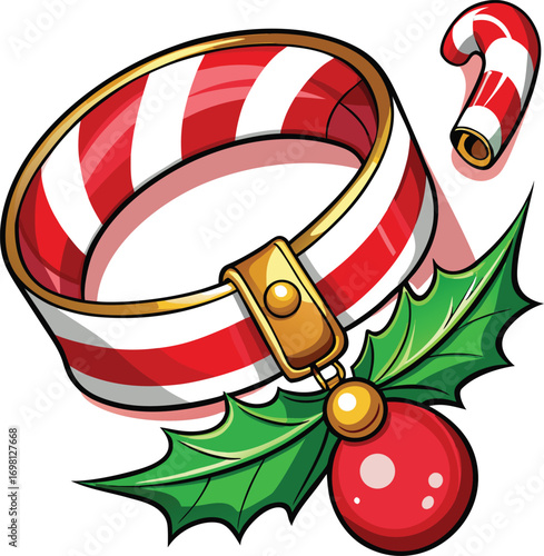 Christmas Pet Care Festive Candy Cane Pet Collar