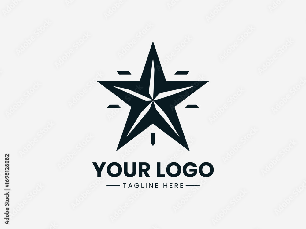 Obraz premium Black five pointed star vector logo symbol for decoration, badge and minimalist design
