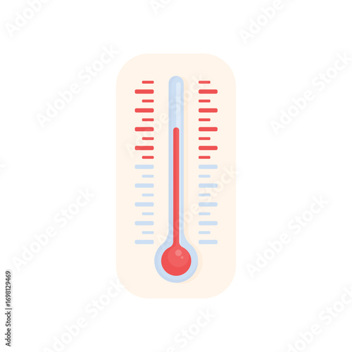 Outdoor thermometer shows heat on white background. High temperature concept.