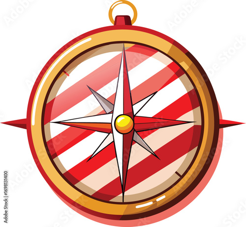 Christmas Travel Planning Red and Gold Compass Design