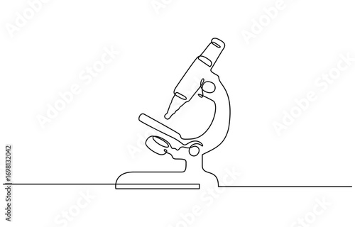 Continuous one line drawing of Laboratory microscope vector illustration. Editable outline