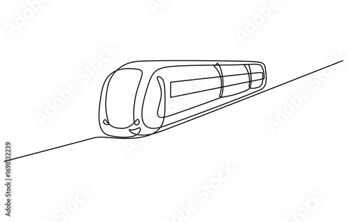 Continuous one line drawing of Passenger train vector illustration. Editable outline