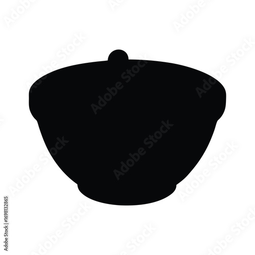 Simple black silhouette of a beret hat symbol design isolated graphic element illustration