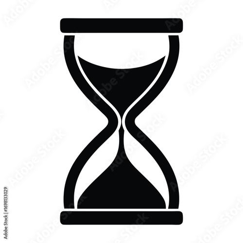 Black silhouette hourglass symbol representing time passing and urgency isolated illustration