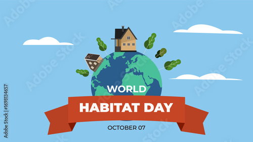 World habitat day flyer illustration