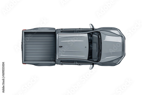 Top-down view of a light gray pickup truck.  Closed truck bed, smooth lines.  Modern design