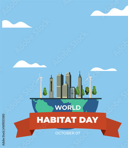 World habitat day flyer illustration