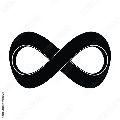 Abstract infinity symbol silhouette isolated geometric shape represents eternity and limitless possibilities illustration