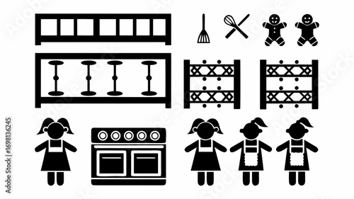 silhouettes of people in different situations