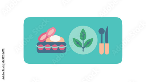 Healthy eating meal prep lunch box with fresh salad and cutlery for diet concept vector