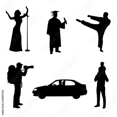 Silhouette of people in different professions