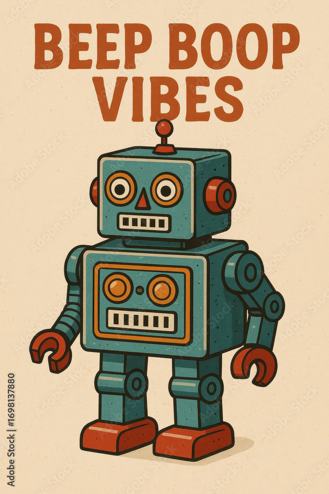 Fototapeta premium Beep Boop Vibes Retro Robot Poster