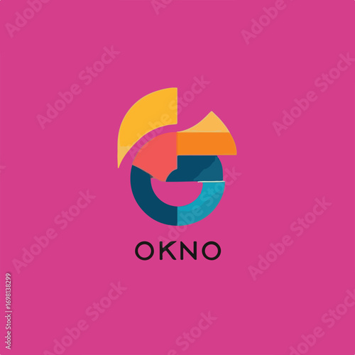 Colorful Minimalist OKNO Logo Design with Geometric Shapes Logo.eps