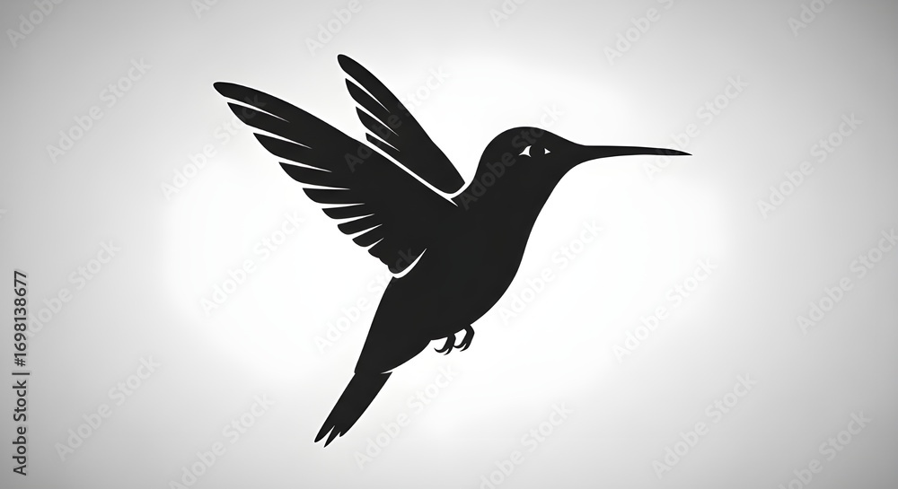 Fototapeta premium Elegant hummingbird silhouette in flight, perfect for nature lovers and designs with a touch of grace