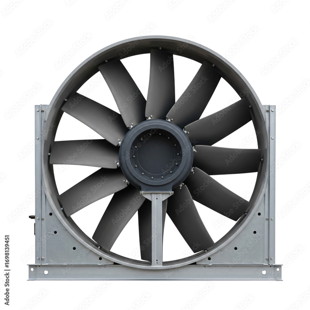 Obraz premium Industrial axial fan for ventilation system isolated on transparent background