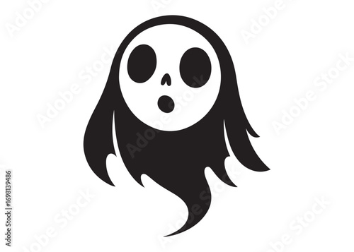 halloween ghost logo silhouette vector, ghost logo vector illustration, haunted ghost silhouette vector logo, funny halloween spooky ghost logo silhouettes vector on white background. 