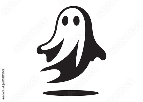 halloween ghost logo silhouette vector, ghost logo vector illustration, haunted ghost silhouette vector logo, funny halloween spooky ghost logo silhouettes vector on white background. 