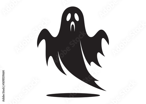 halloween ghost logo silhouette vector, ghost logo vector illustration, haunted ghost silhouette vector logo, funny halloween spooky ghost logo silhouettes vector on white background. 