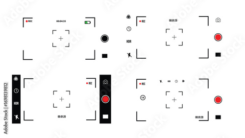 App for record from mobile camera.Camera interface in phone screen.. Smartphone mockup for photography.