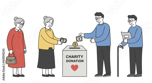 People donating to charity
