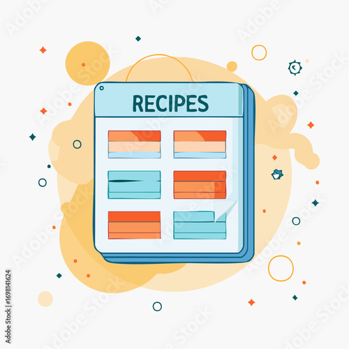 Recipe Book on Abstract Background with Colorful Geometric Shapes