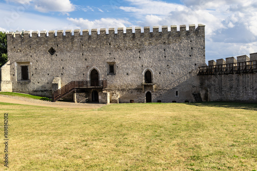 Medieval stone royal castle and defensive walls. Szydlow, Swietokrzyskie Province, Poland