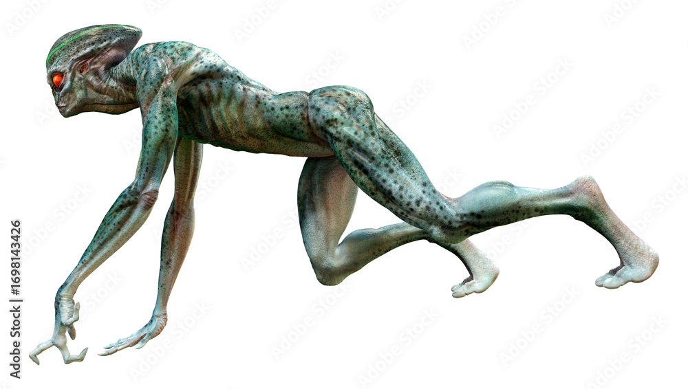 Obraz premium 3D Rendering Green Alien on White