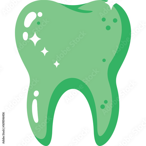 Green Tooth Icon Dental Care Illustration Clean Teeth dentist dentistry oral hygiene health healthy sparkle shiny vector graphic design element