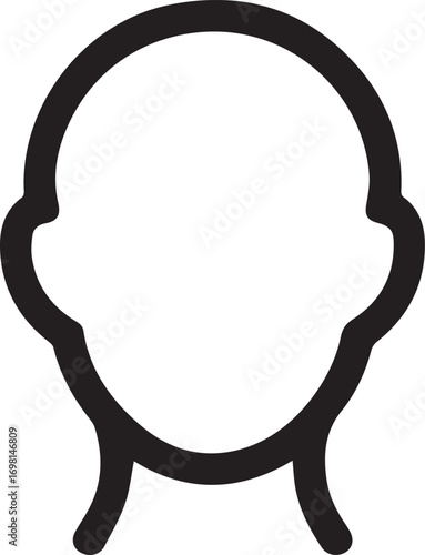 user profile avatar outline icon, person head silhouette for account identification vector on transparent background png