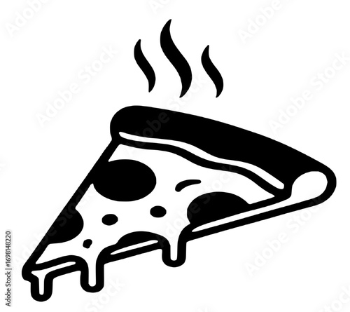 pizza icon on black line concept. Svg file.