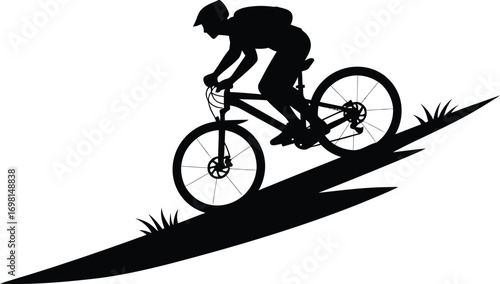 cyclist riding bike with shadow effect silhouette on transparent background