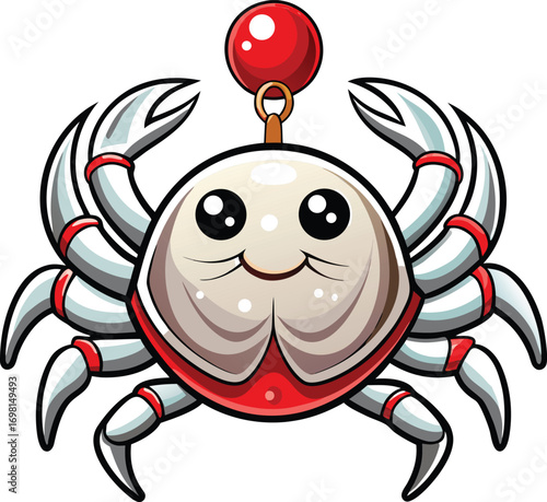 Christmas Astrology Horoscopes Cute Cartoon Crab Mascot Design
