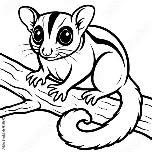 A sugar glider illustration vector style coloring page