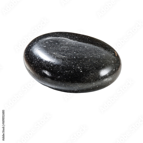 Polished dark gray stone, oval shape