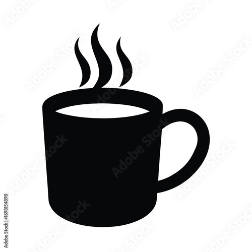 Coffee Mug with Steam Silhouette Vector