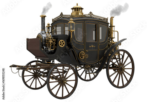 Victorian SteamPowered Carriage A Glimpse into 19th Century Transportation Elegance isolated on transparent background