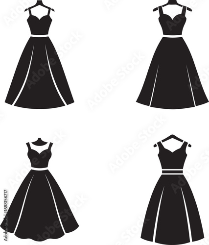 an icon of a long dress with isolated white bacground