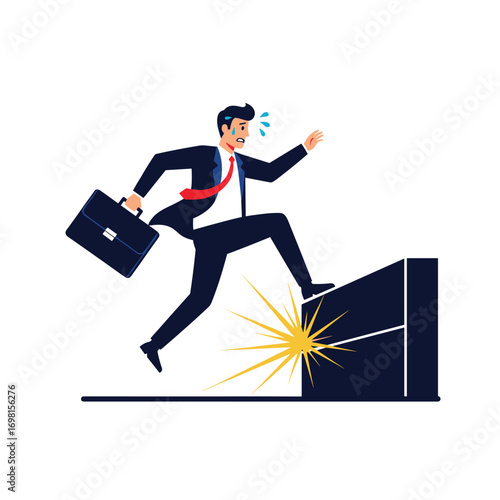 Businessman overcoming obstacles and facing challenges in a difficult corporate environment