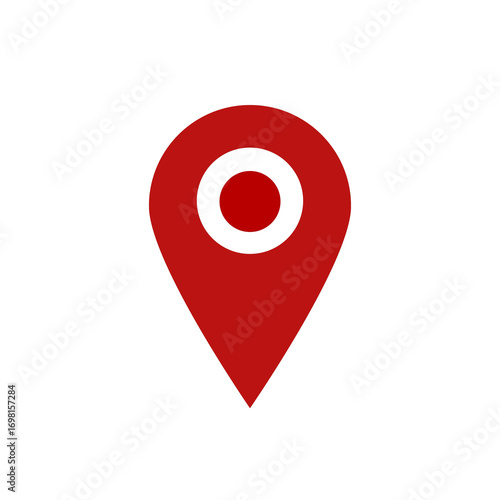 Free Download Red location pin icon with white circle and dot on white background - GFXLoad
