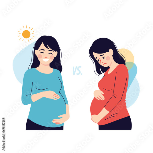 Pregnancy emotions contrasting happiness and sadness during gestation