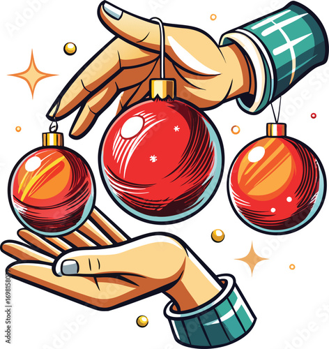 Christmas Community Volunteering Festive Hands Holding Ornaments