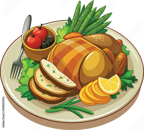 Christmas Community Volunteering Roasted Chicken Dinner Plate