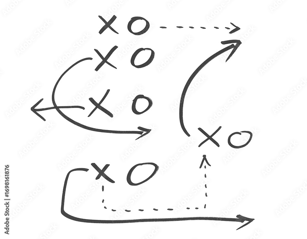 Φωτογραφία Hand draw strategy game, American football tactics, sketched gruge black marker,