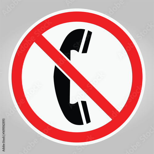 Prohibited Use of Mobile Phone Signage with Icon and Red Circle Mark