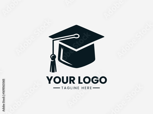 Minimalist graduation cap vector logo design for education and academic achievement