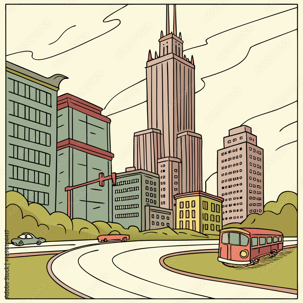 Obraz premium building city road animation background vector illustration